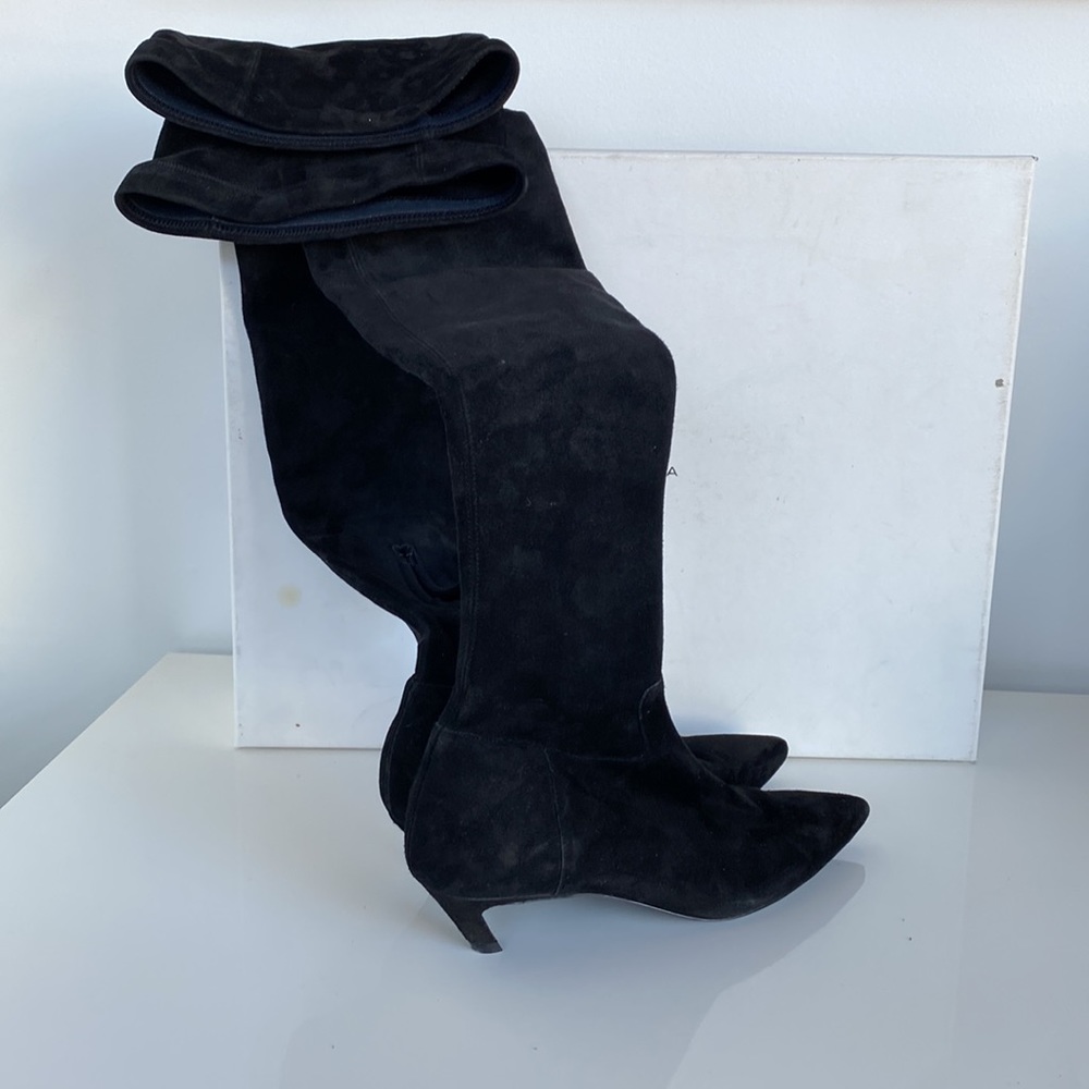 Balenciaga kitten heeled over-the-knee black suede knife boots size 36 - Picture 10 of 17